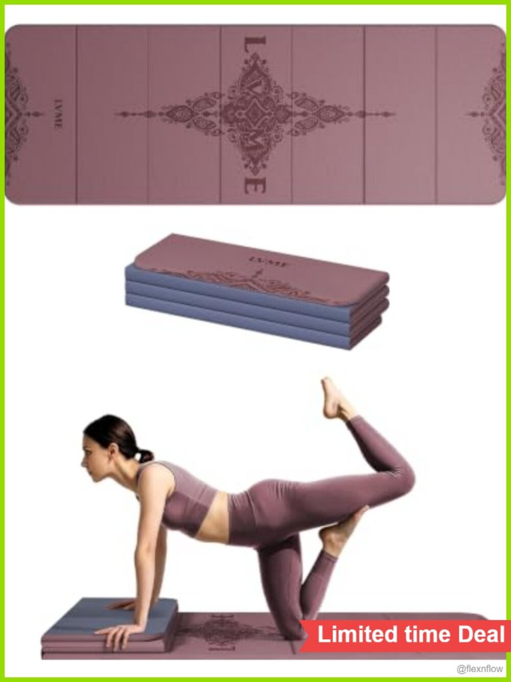 Foldable Yoga Mat Thick 1/2in 12mm Non-Slip TPE 70x24 Exercise Mat